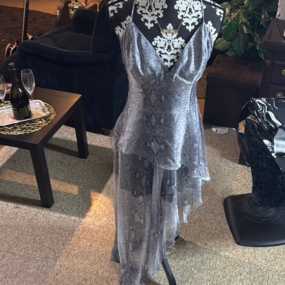 Amiri Gray Snake Print Asymmetrical Dress - Picture 1 of 12